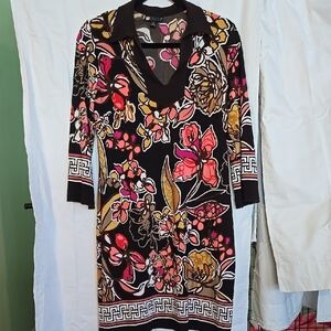 Floral V-Neck Dress with Long Sleeves